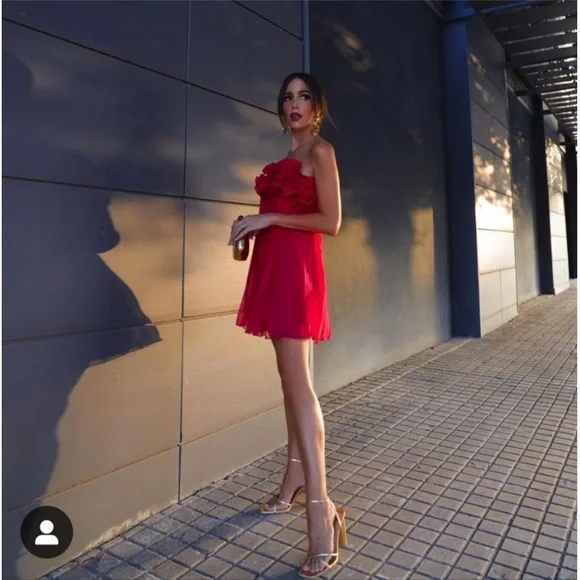 NWT Zara Ruffle Strapless Pleated Mini Dress - Picture 8 of 13